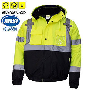 Safety Jacket: Hi Vis Waterproof Bomber: 413GTLB – Reflective Apparel Inc