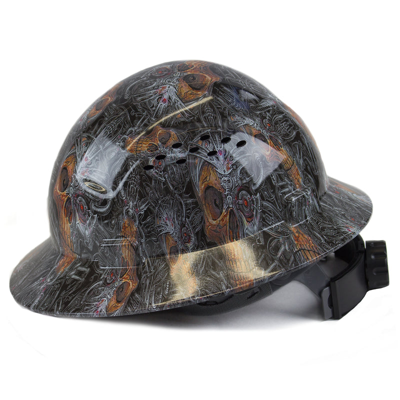 RK Safety RK-HP44-SKULL Skull Designed Hard Hat Brim Style with 4 Point Ratchet Suspension-RK Safety-RK Safety