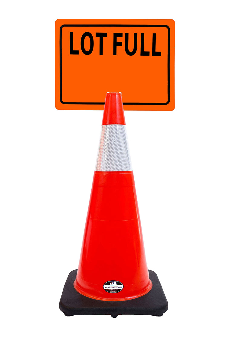 RK-Safety 28" Orange Cone, Black base With One 6" Reflective one Tape, Plus Cone Sign-RK Safety-RK Safety