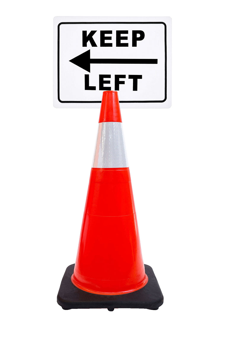 RK-Safety 28" Orange Cone, Black base With One 6" Reflective one Tape, Plus Cone Sign-RK Safety-RK Safety