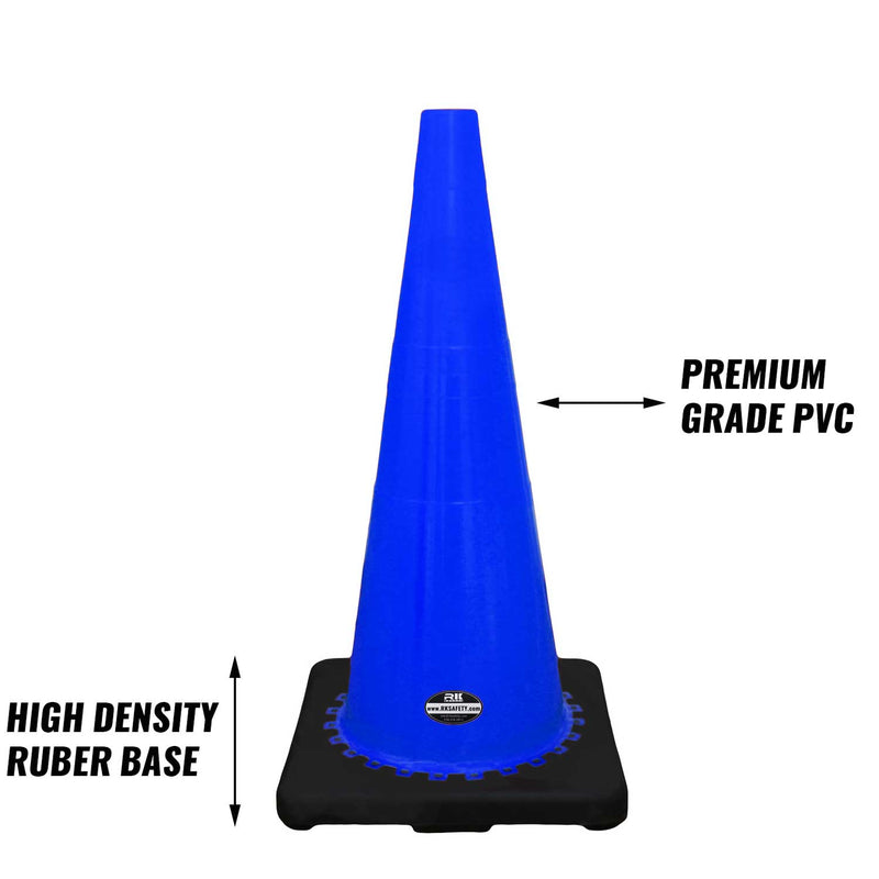 28" RK Blue Safety Traffic PVC Cones, Black Base-RK Safety-RK Safety